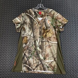 SHE Outdoor Apparel Green Brown Camo‎ Short Sleeve T-Shirt Women's Size XXL